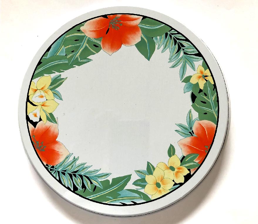 ! 4 Round Metal Stove Burner Covers Peach Flowers ! 4 Round Metal Stove Burner Covers Peach Flowers